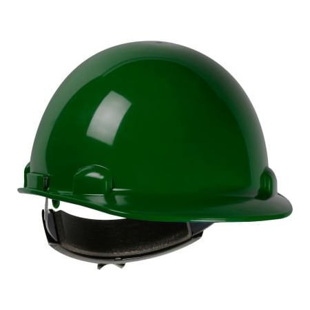 Dynamic Dom Cap Style Dome Hard Hat HDPE Shell, 4-PT Suspension, Rachet Adjustment, Dark Green